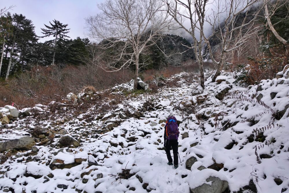 槍ヶ岳 中崎尾根 奥丸山 冬季 11月
