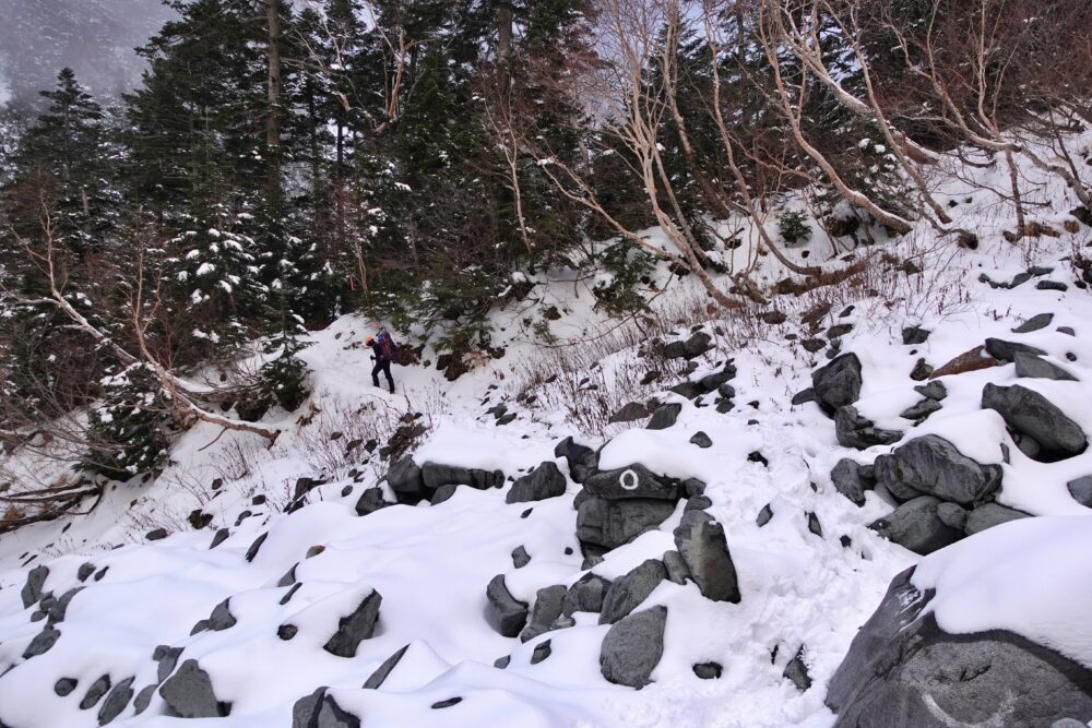槍ヶ岳 中崎尾根 奥丸山 冬季 11月