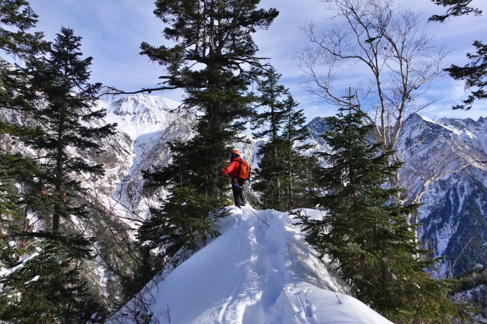 槍ヶ岳 中崎尾根 奥丸山 冬季 11月